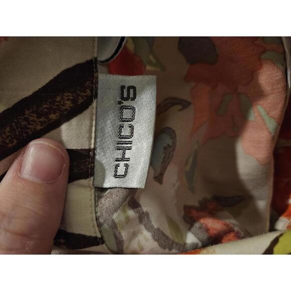 Chico's Medium cream orange & green floral lightweight jacket - Picture 4 of 6